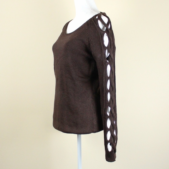 VENUS Sweaters - VENUS NEW Sleeve Detail Tunic Sweater Brown